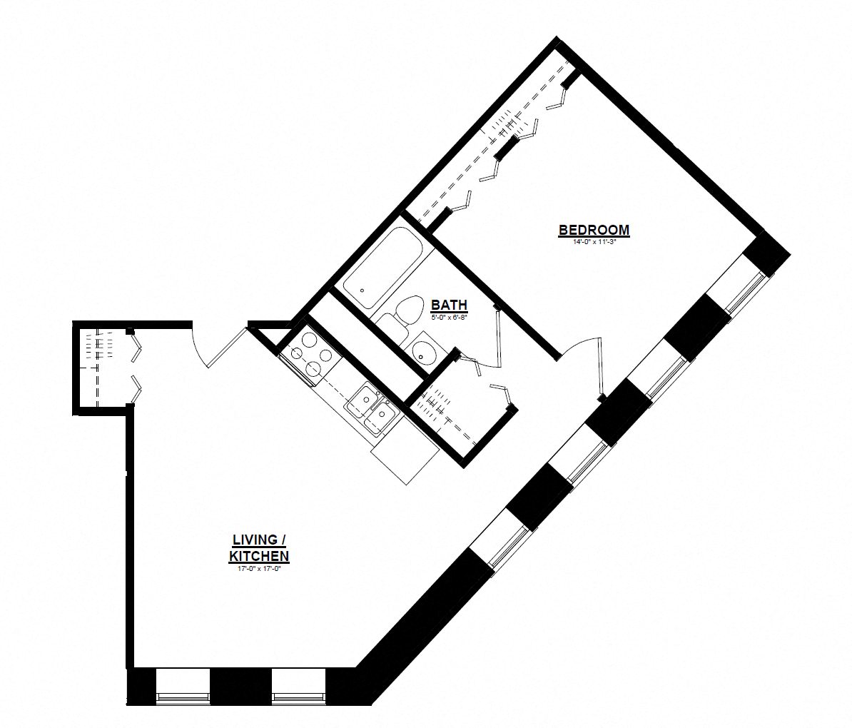 One Bedroom H floor plan